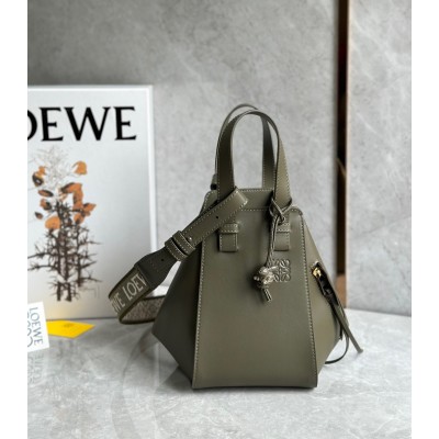 Loewe Compact Hammock Bag in Khaki Green Satin Calfskin