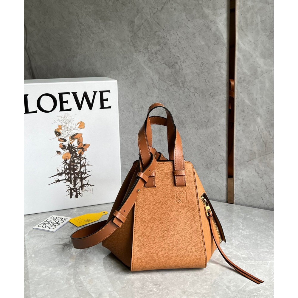 Loewe Compact Hammock Bag in Light Caramel Grained Calfskin