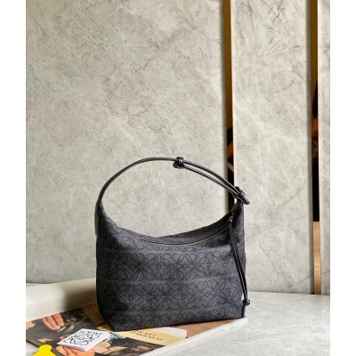 Loewe Cubi Medium Bag in Black Anagram Jacquard