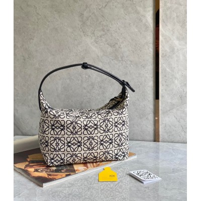 Loewe Cubi Medium Bag in White Anagram Jacquard