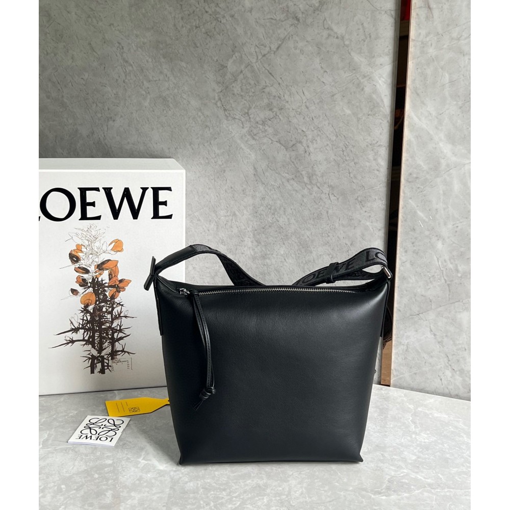 Loewe Cubi Small Bag in Black Calfskin and Jacquard