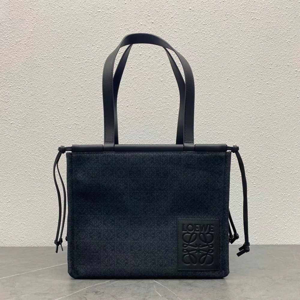 Loewe Cushion Small Tote In Black Anagram Jacquard