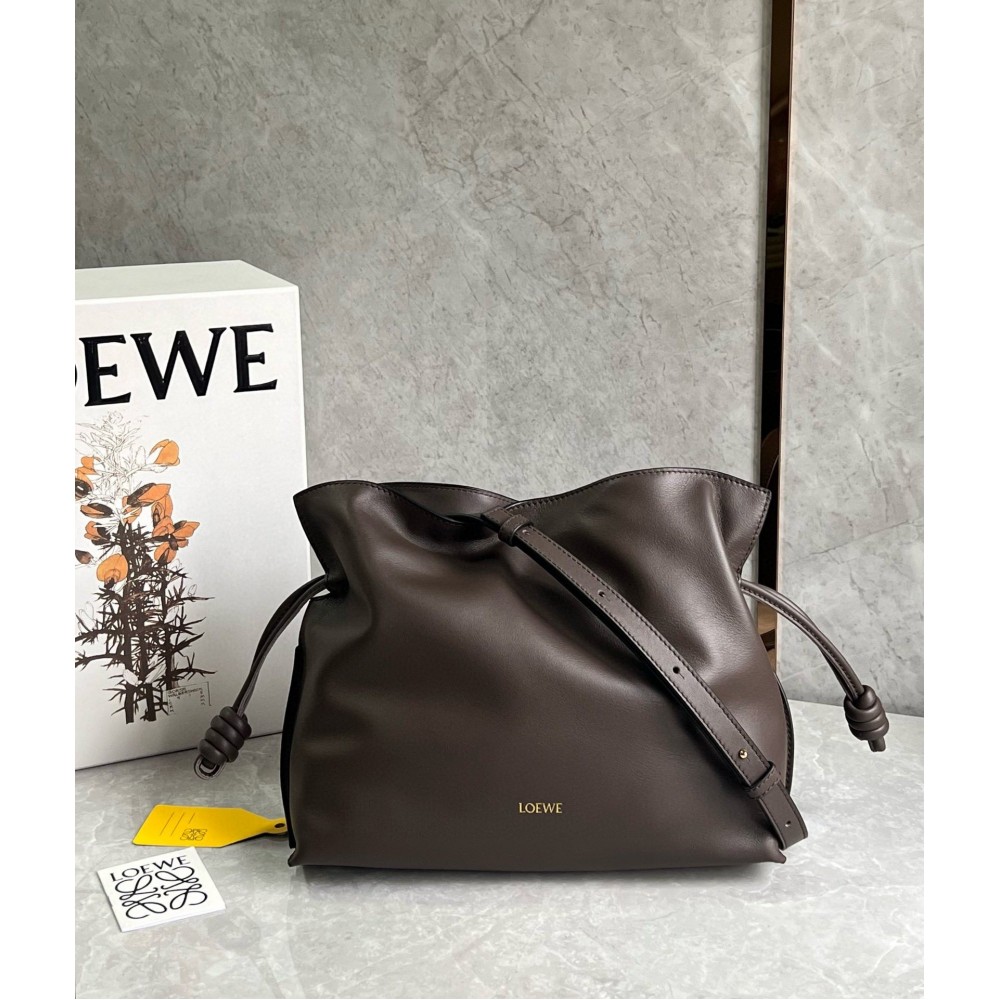 Loewe Flamenco Clutch Bag in Chocolate Nappa Calfskin