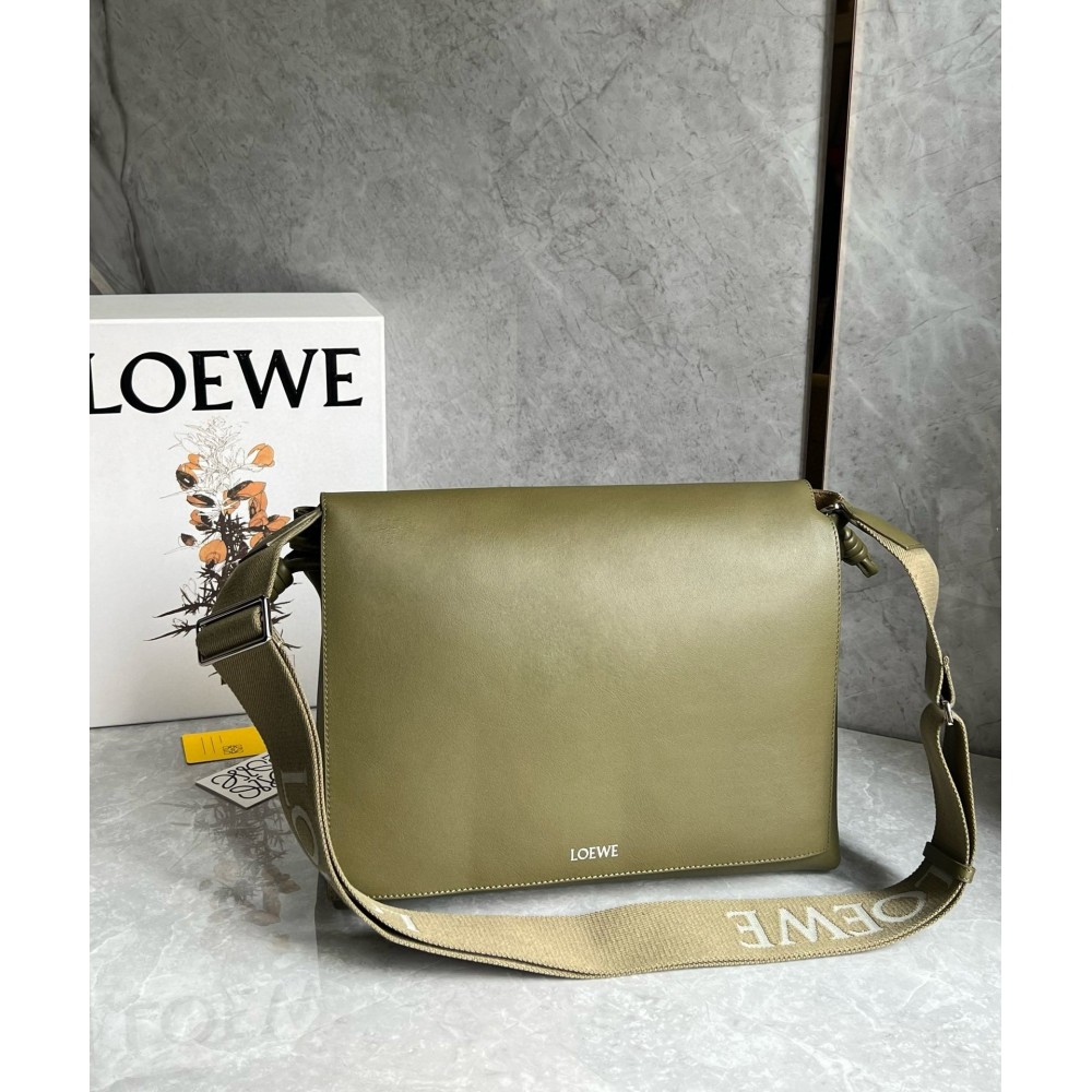 Loewe Flamenco Messenger Bag in Olive Supple Calfskin