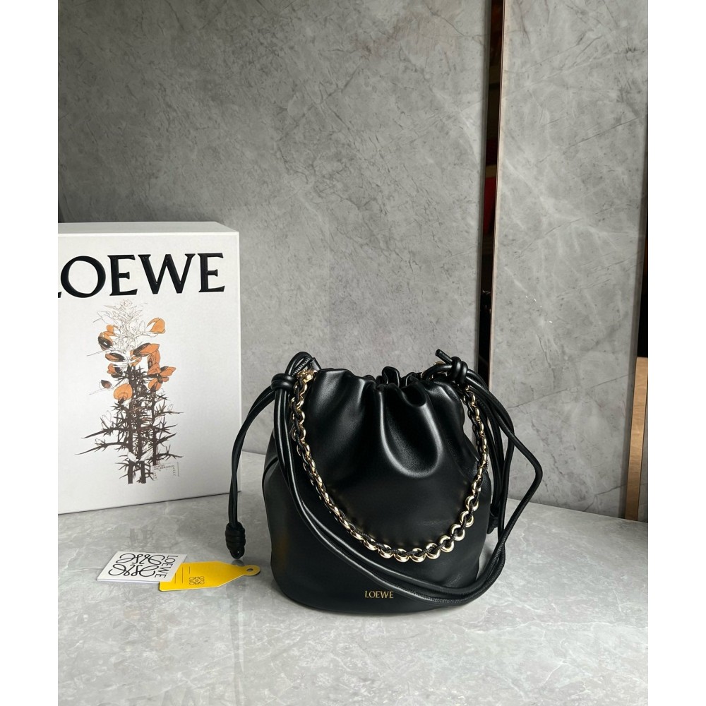 Loewe Flamenco Purse Bucket Bag in Black Nappa Lambskin