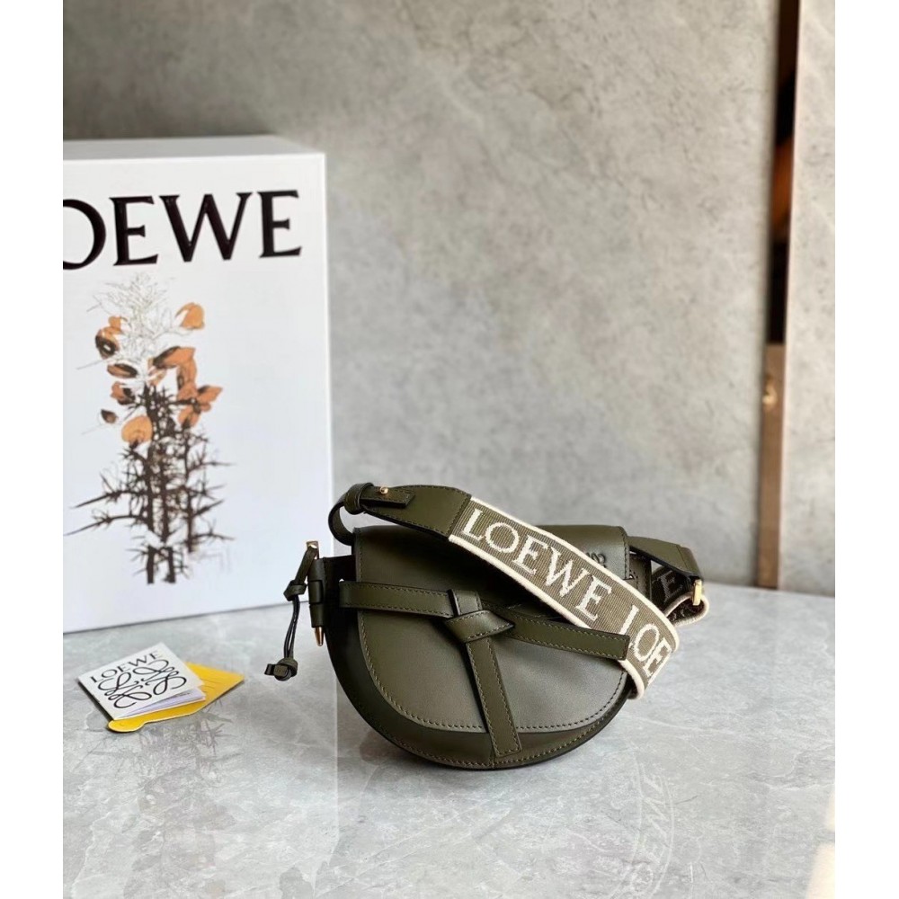 Loewe Gate Dual Mini Bag In Autumn Green Calfskin