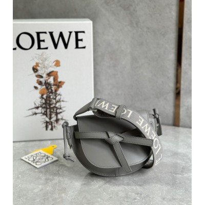 Loewe Gate Dual Mini Bag In Grey Calfskin