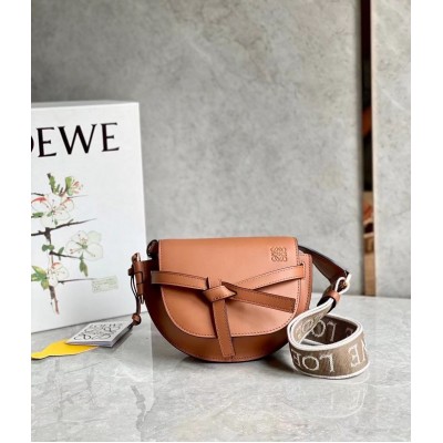 Loewe Gate Dual Mini Bag In Tan Calfskin