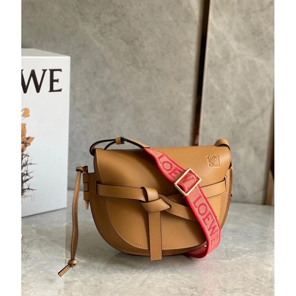 Loewe Gate Small Bag In Brown Calfskin and Jacquard