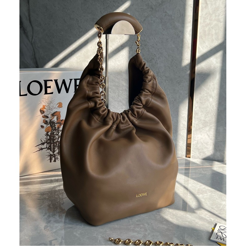 Loewe Medium Squeeze Bag in Brown Nappa Lambskin