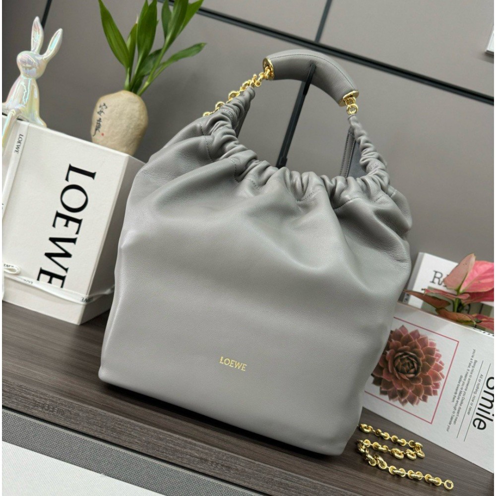 Loewe Medium Squeeze Bag in Grey Nappa Lambskin