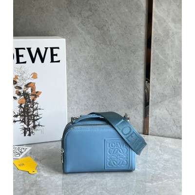 Loewe Mini Camera Crossbody Bag in Blue Calfskin