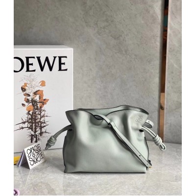 Loewe Mini Flamenco Clutch Bag In Ash Grey Calfskin