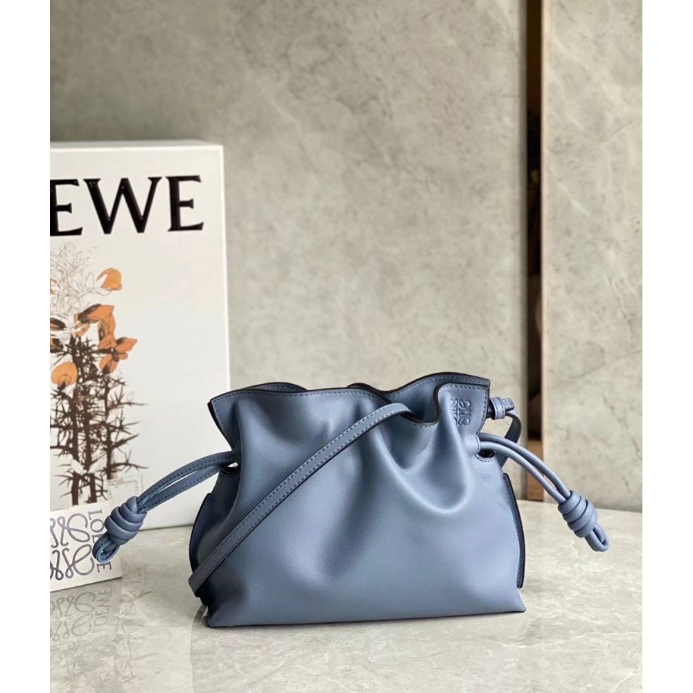 Loewe Mini Flamenco Clutch Bag In Atlantic Blue Calfskin