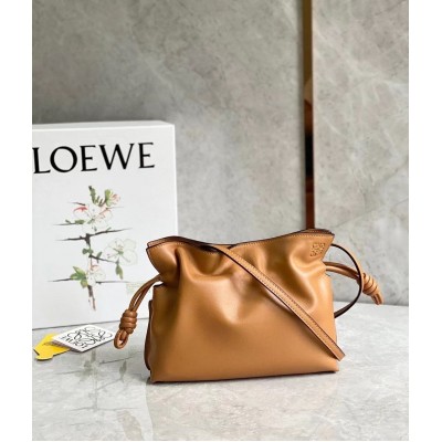 Loewe Mini Flamenco Clutch Bag In Brown Calfskin