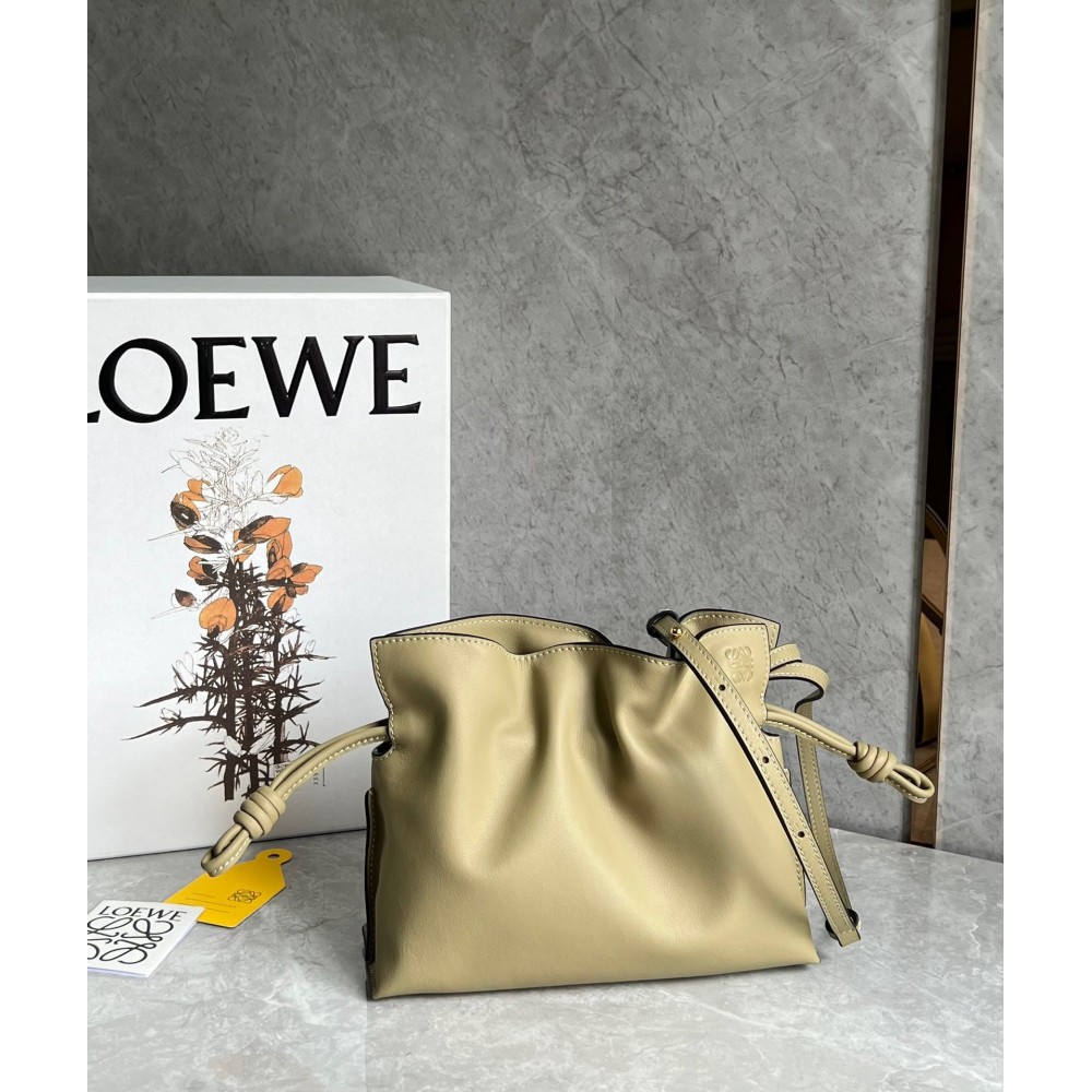 Loewe Mini Flamenco Clutch Bag In Clay Green Calfskin