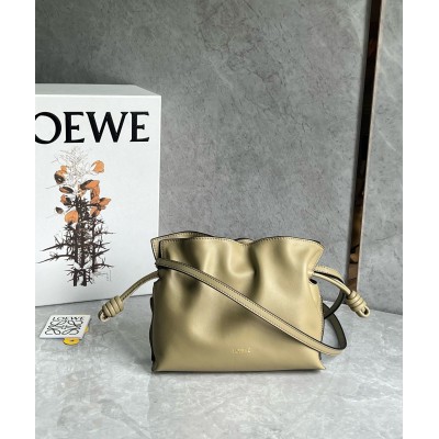 Loewe Mini Flamenco Clutch Bag in Clay Green Nappa Calfskin