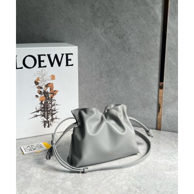 Loewe Mini Flamenco Clutch Bag in Pearl Grey Nappa Calfskin