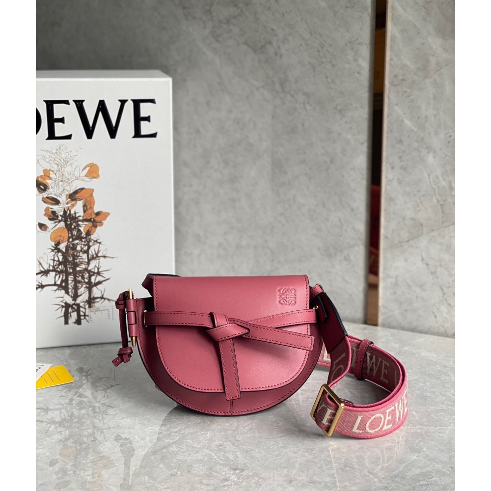 Loewe Mini Gate Dual Bag In Plumrose Calfskin