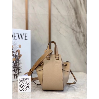 Loewe Mini Hammock Drawstring Bag In Sand Grained Leather