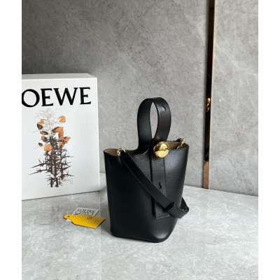 Loewe Mini Pebble Bucket Bag in Black Calfskin