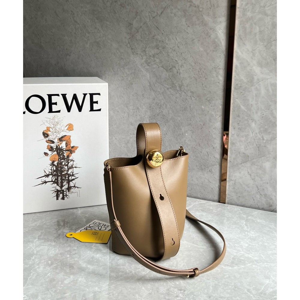 Loewe Mini Pebble Bucket Bag in Oak Calfskin