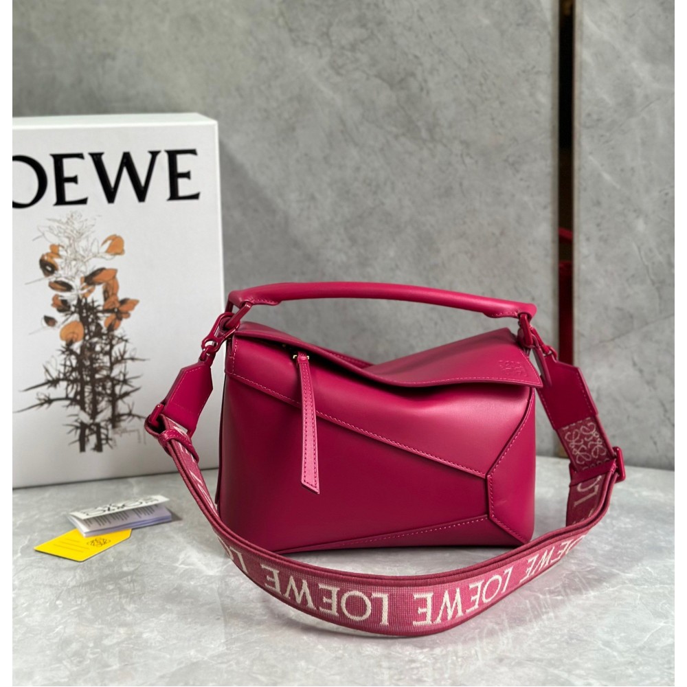 Loewe Puzzle Edge Small Bag In Ruby Red Satin Calfskin