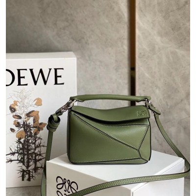 Loewe Puzzle Mini Bag In Avocado Green Calfskin