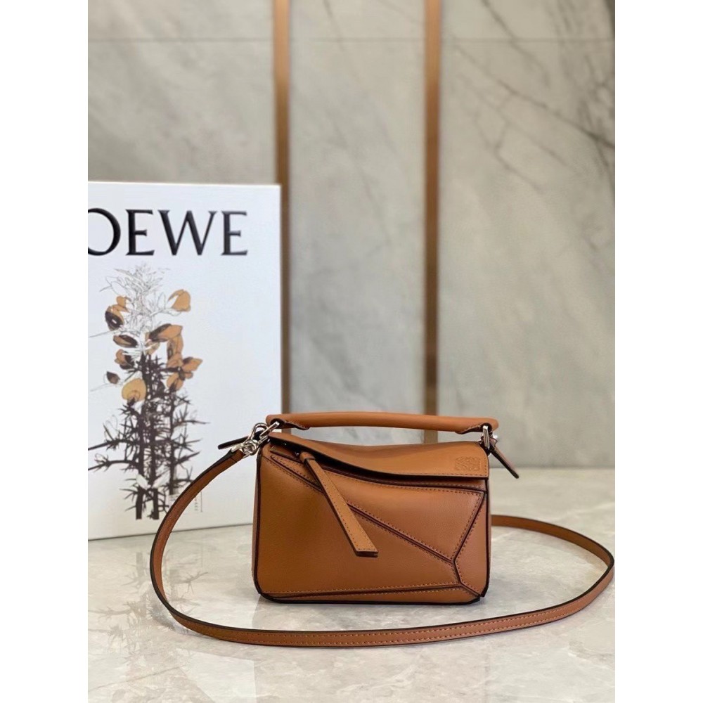 Loewe Puzzle Mini Bag In Caramel Calfskin