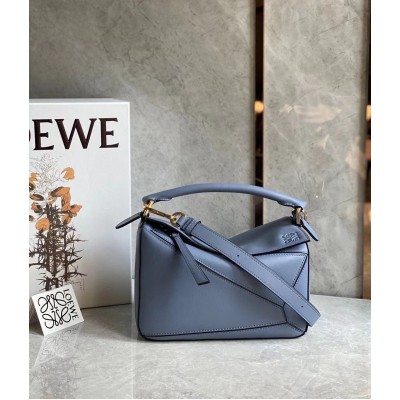 Loewe Puzzle Small Bag In Atlantic Blue Classic Calfskin