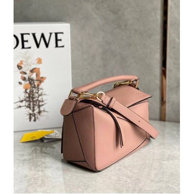 Loewe Puzzle Small Bag In Dark Blush Grained Calfskin