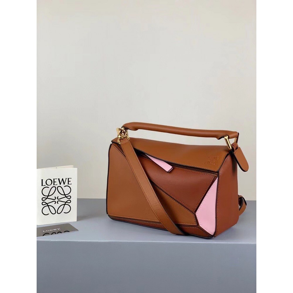 Loewe Puzzle Small Bag In Multicolour Camel Calfskin