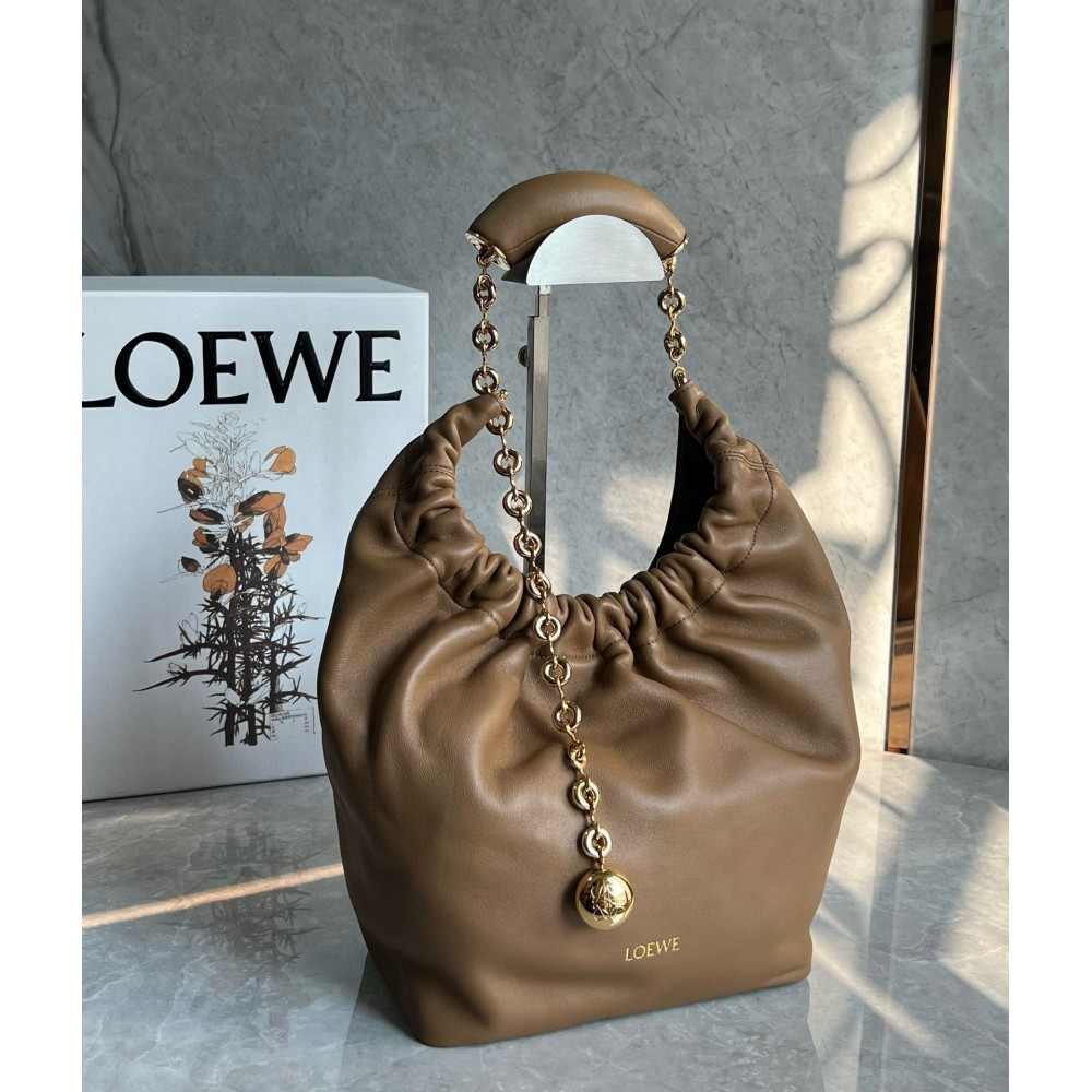 Loewe Small Squeeze Bag in Brown Nappa Lambskin